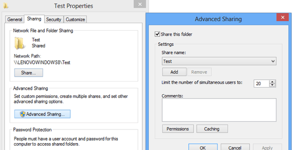 Test properties. Share folder win 10. Windows 10 connect to specific shared folder.