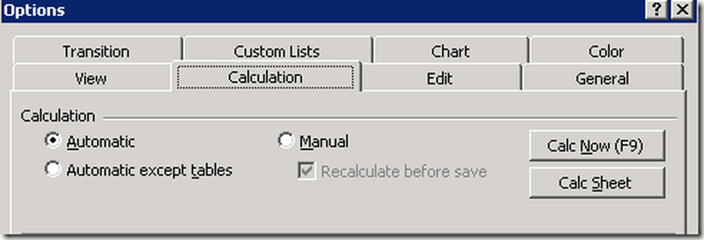Exception table