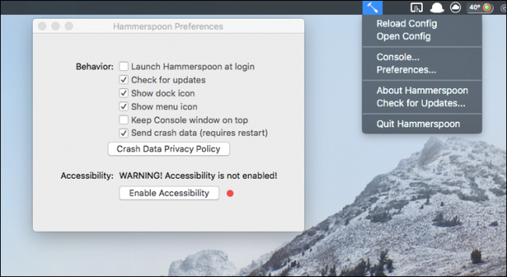 Reload configuration. Hammerspoon. Well-behaved preferences.