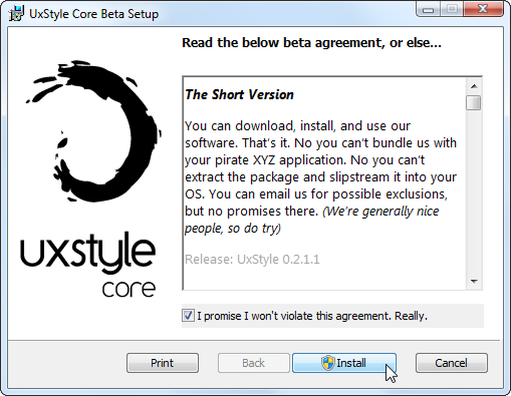 Beta setup. UXSTYLE.