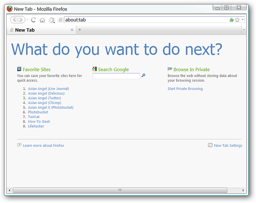 Browser session. Firefox Tweaker. New Tab button