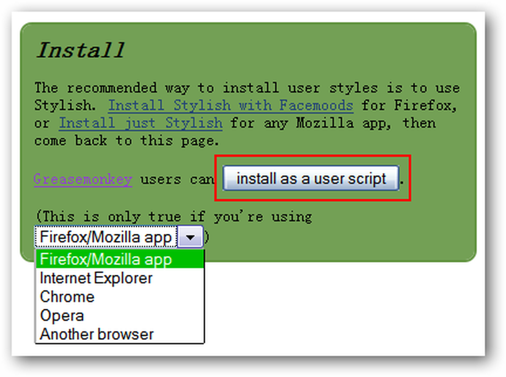 «Install stylish». Installing script and use. Install this script