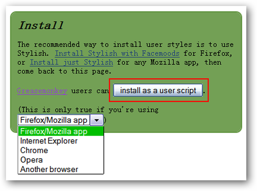 Установить script. «Install stylish». Installing script and use.