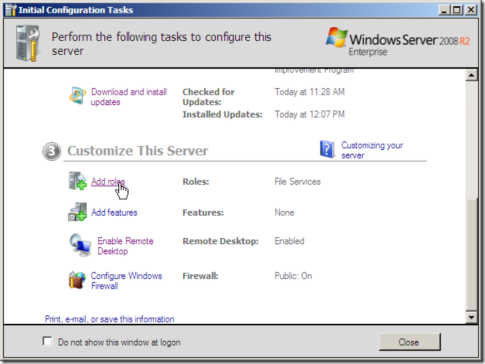 Initial configuration. Task configuration.