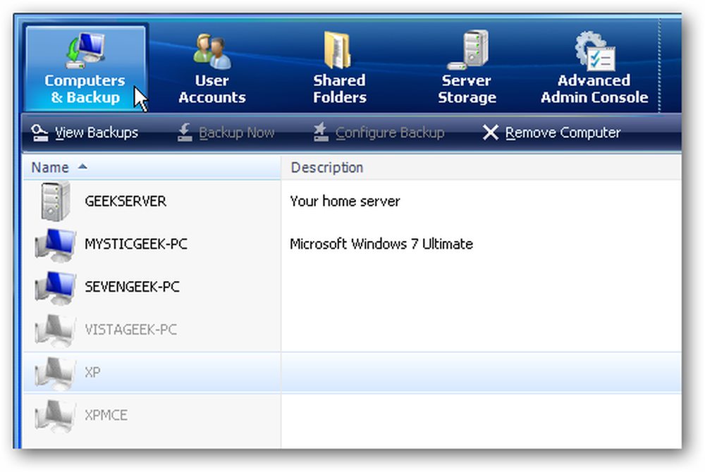 Windows Home Server. Server folders