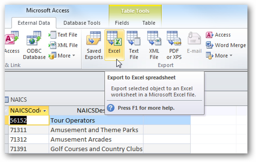 Access export