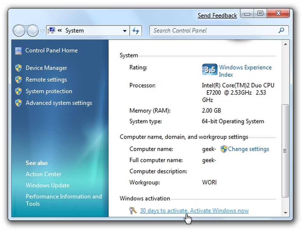 Advanced system settings. Windows experience. Rate Windows. See Systems.