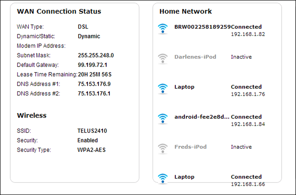 Wan id. What is the IP address for the Laptop?. Status connecting.