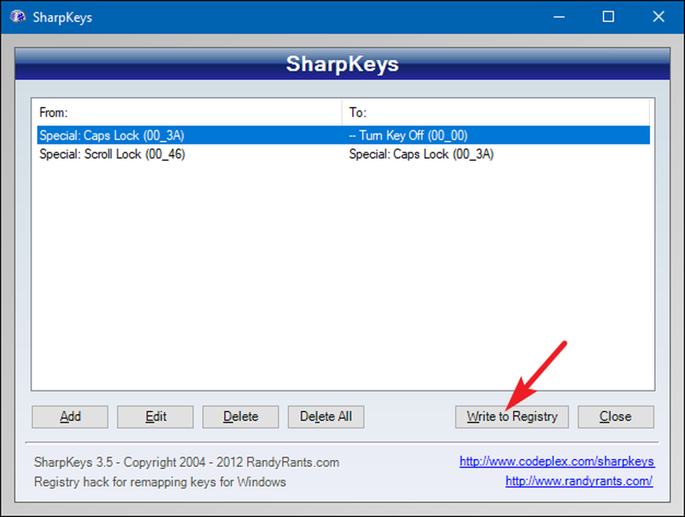Находим ключ программы. Sharpkeys