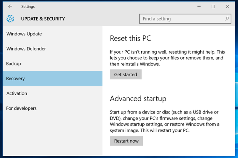 Startup setup. Advanced Startup. Reset PC. Windows 10 reset your PC. Start > settings > update & Security > Recovery > reset this PC >.