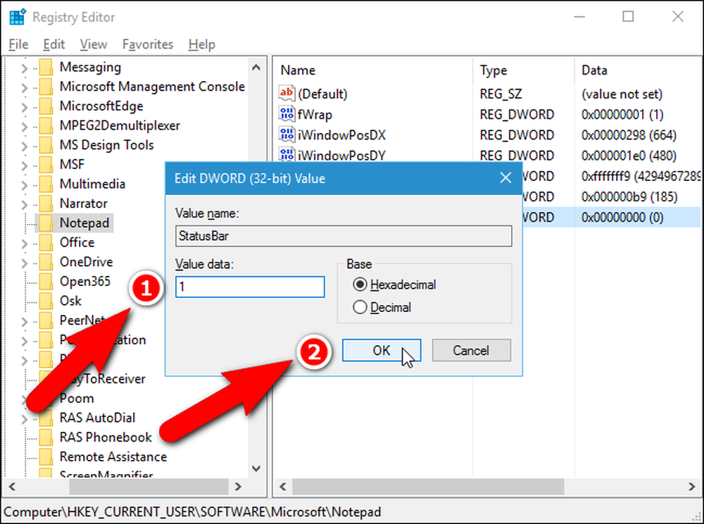 Включи строкам. Строка состояния regedit. Как включить строку состояния. How to enable GS in Notepad