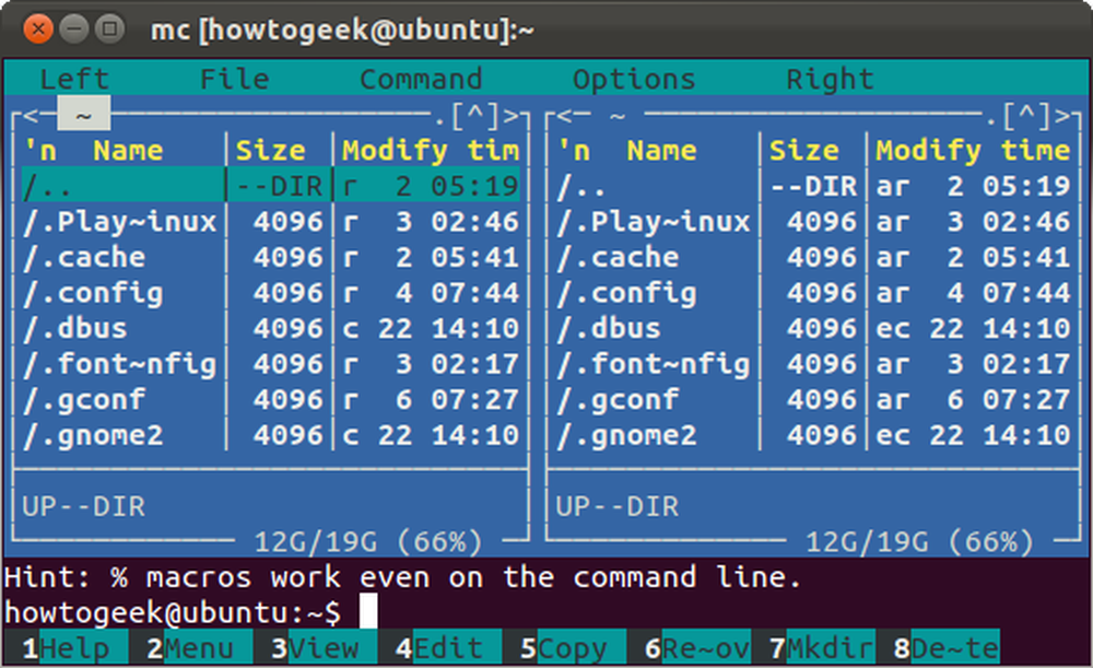Midnight commander linux. Left Command