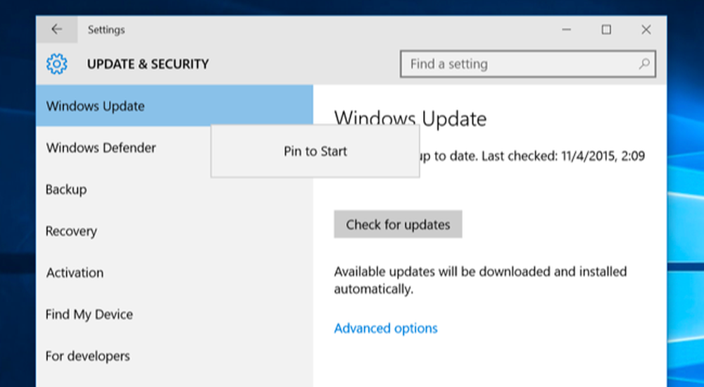 Activate update. Pin update.