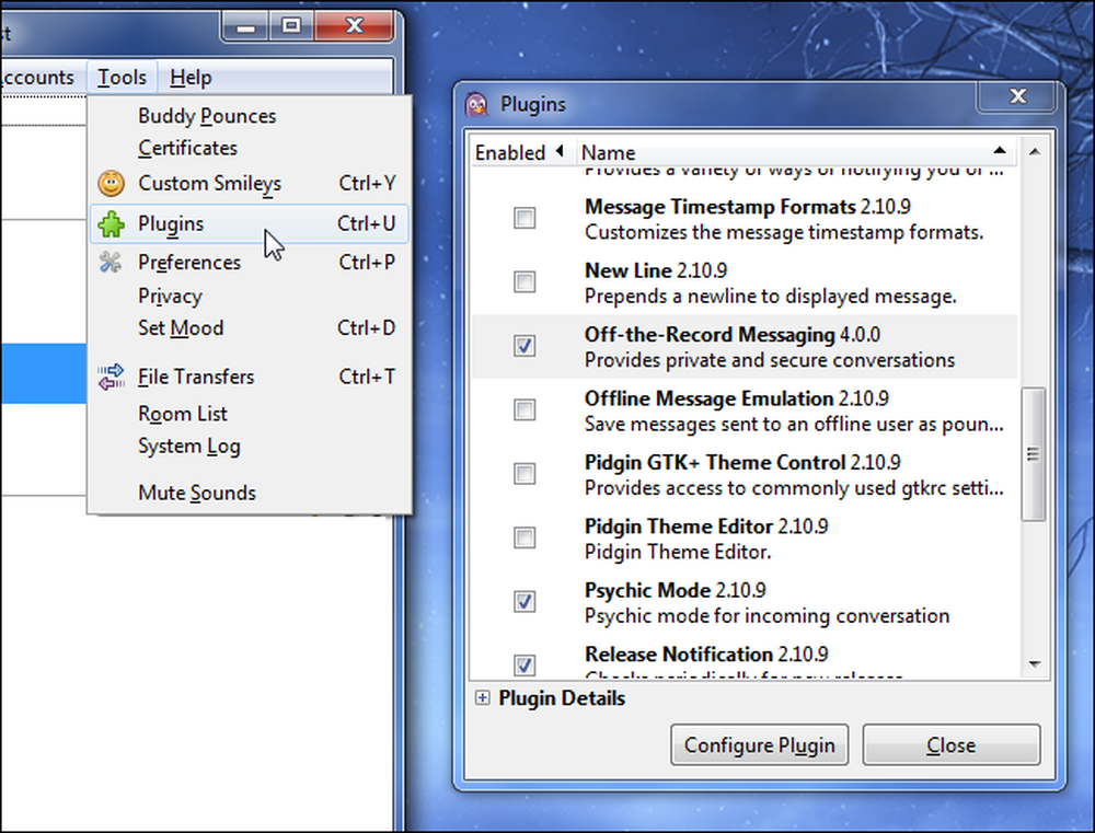 Enabled plugins. Pidgin настройка. Off-the-record messaging. Pidgin OTR. Как поменять язык в Pidgin.
