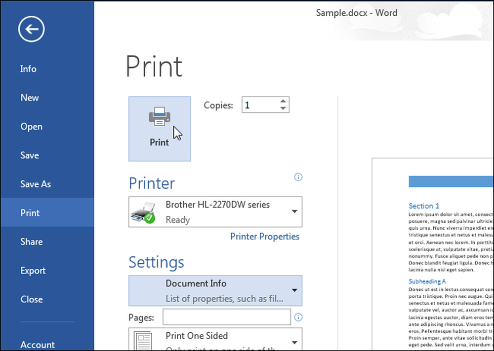 Word print. Печать свойств документа Word 2013. Print Word