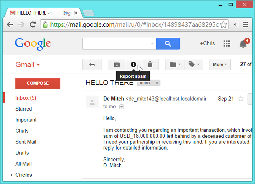 Hello mail. Sincerely yours. Spam email in Google. Draft mail.