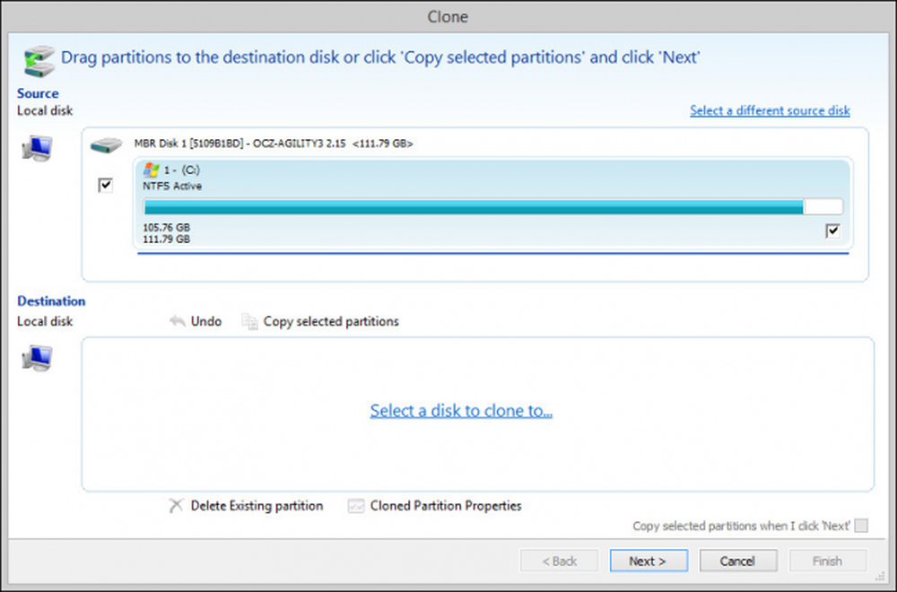 Select a Disk to Clone to ....