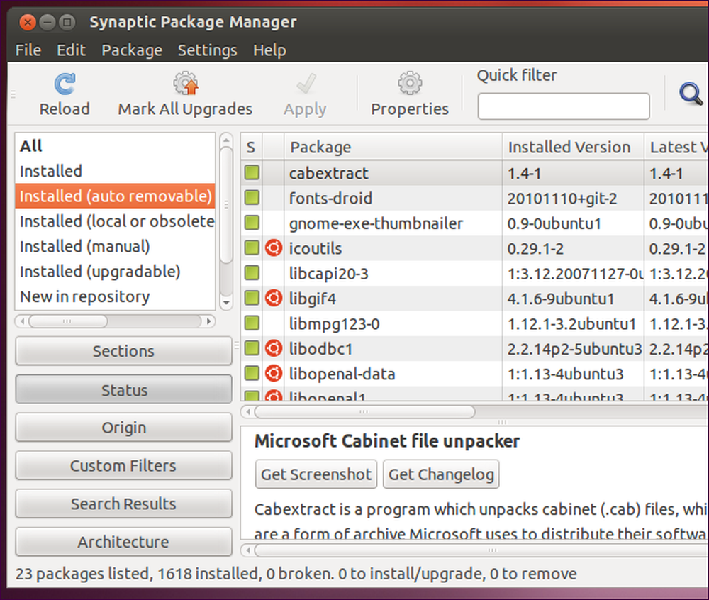 Пакетный менеджер synaptic. Менеджер пакетов Ubuntu. Утилита cabextract. Как удалить приложение через synaptic.