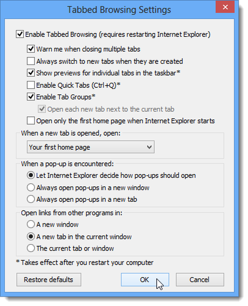 Browser setting