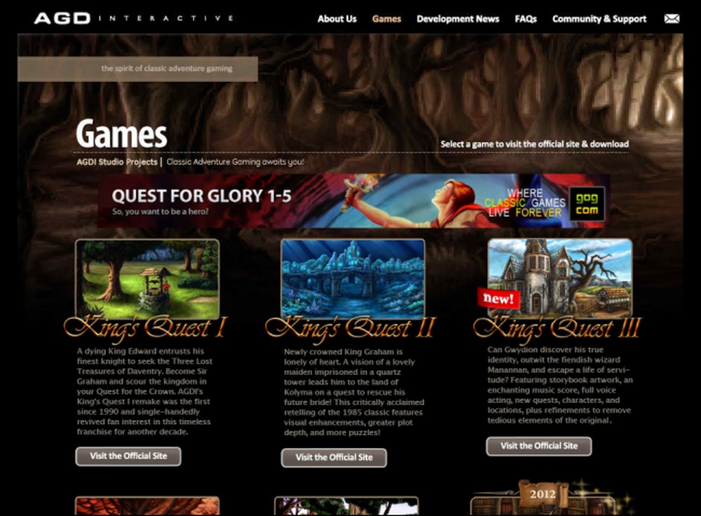 Quest сайт. Sierra Minigolf games menu.