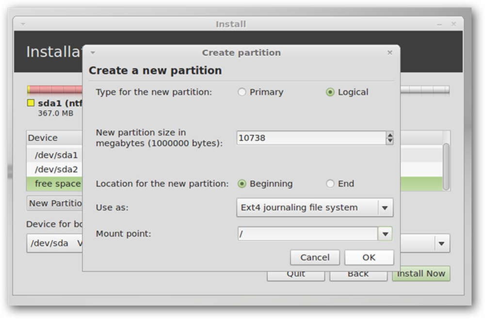 Create partition. Type for the New Partition Primary logical.