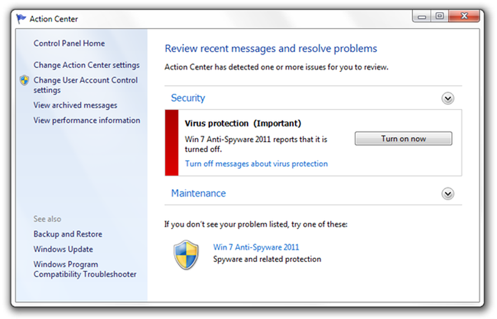 Action window open. Action Center. Anti UAC.