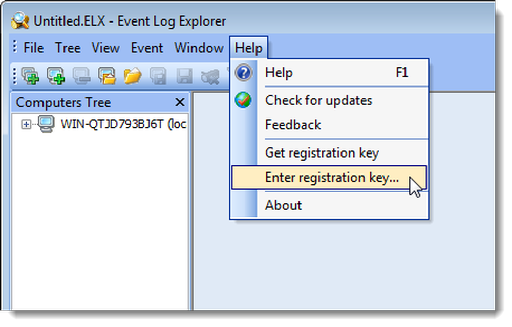 Window event. Event log Explorer.