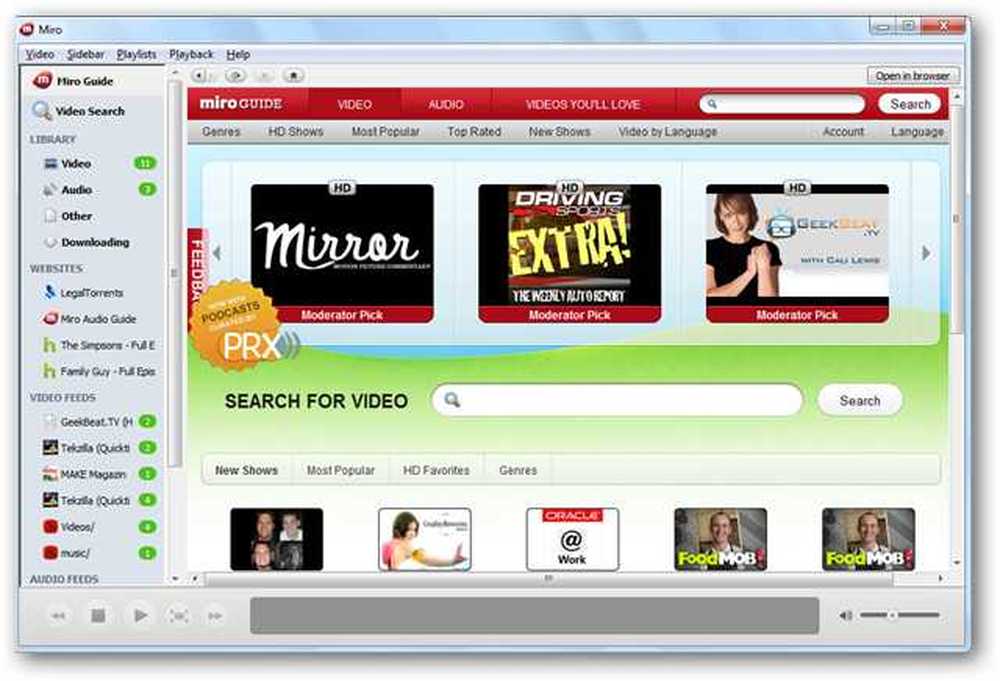 Descargue y vea videos HD, TV por Internet y podcasts con Miro 3.0.
